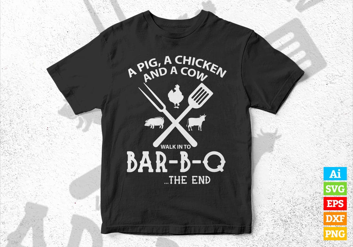 Funny BBQ Design for Fans of Smoking Grilling and Barbecue The End Editable Vector T shirt Design in Ai Png Svg Files.