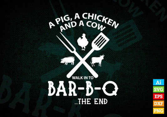 Funny BBQ Design for Fans of Smoking Grilling and Barbecue The End Editable Vector T shirt Design in Ai Png Svg Files.