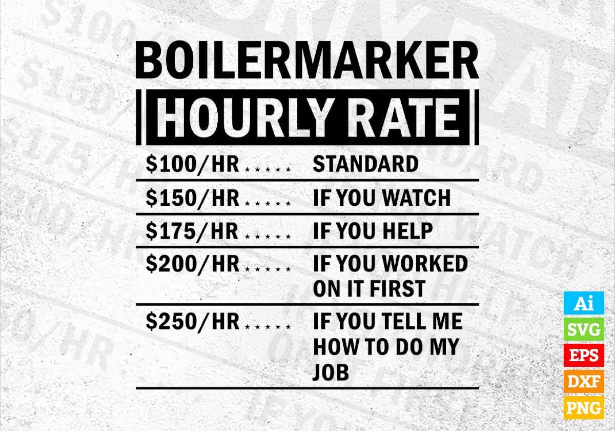 Funny Boilermaker Hourly Rate Editable Vector T-shirt Design in Ai Svg Files