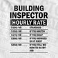 Funny Building Inspector Hourly Rate Editable Vector T-shirt Design in Ai Svg Files