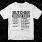 Funny Butcher Hourly Rate Editable Vector T-shirt Design in Ai Svg Files