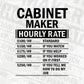 Funny Cabinet Maker Hourly Rate Editable Vector T-shirt Design in Ai Svg Files