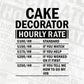 Funny Cake Decorator Hourly Rate Editable Vector T-shirt Design in Ai Svg Files