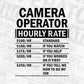 Funny Camera Operator Hourly Rate Editable Vector T-shirt Design in Ai Svg Files