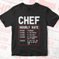 Funny Chef Hourly Rate Editable Vector T-shirt Designs In Svg Png Printable Files