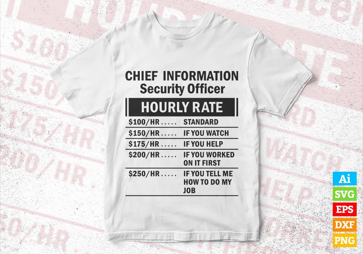 Funny Chief Information Security Officer Hourly Rate Editable Vector T-shirt Design in Ai Svg Files