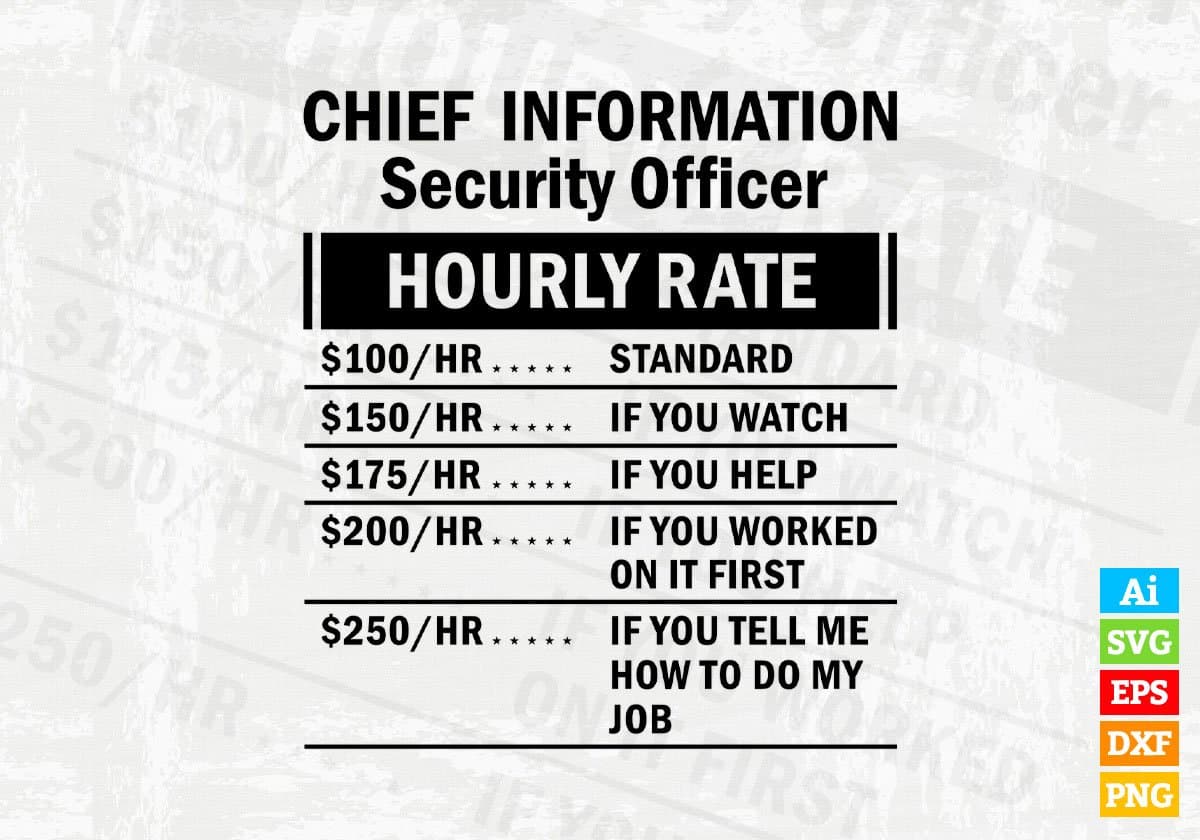 Funny Chief Information Security Officer Hourly Rate Editable Vector T-shirt Design in Ai Svg Files