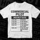 Funny Commercial Pilot Hourly Rate Editable Vector T-shirt Design in Ai Svg Files