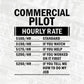 Funny Commercial Pilot Hourly Rate Editable Vector T-shirt Design in Ai Svg Files