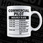 Funny Commercial Pilot Hourly Rate Editable Vector T-shirt Design in Ai Svg Files