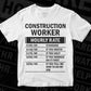 Funny Construction Worker Hourly Rate Editable Vector T-shirt Design in Ai Svg Files