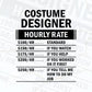 Funny Costume Designer Hourly Rate Editable Vector T-shirt Design in Ai Svg Files