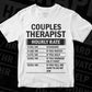 Funny Couples Therapist Hourly Rate Editable Vector T-shirt Design in Ai Svg Files