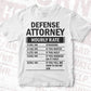 Funny Defense Attorney Hourly Rate Editable Vector T-shirt Design in Ai Svg Files