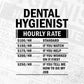 Funny Dental Hygienist Hourly Rate Editable Vector T-shirt Design in Ai Svg Files