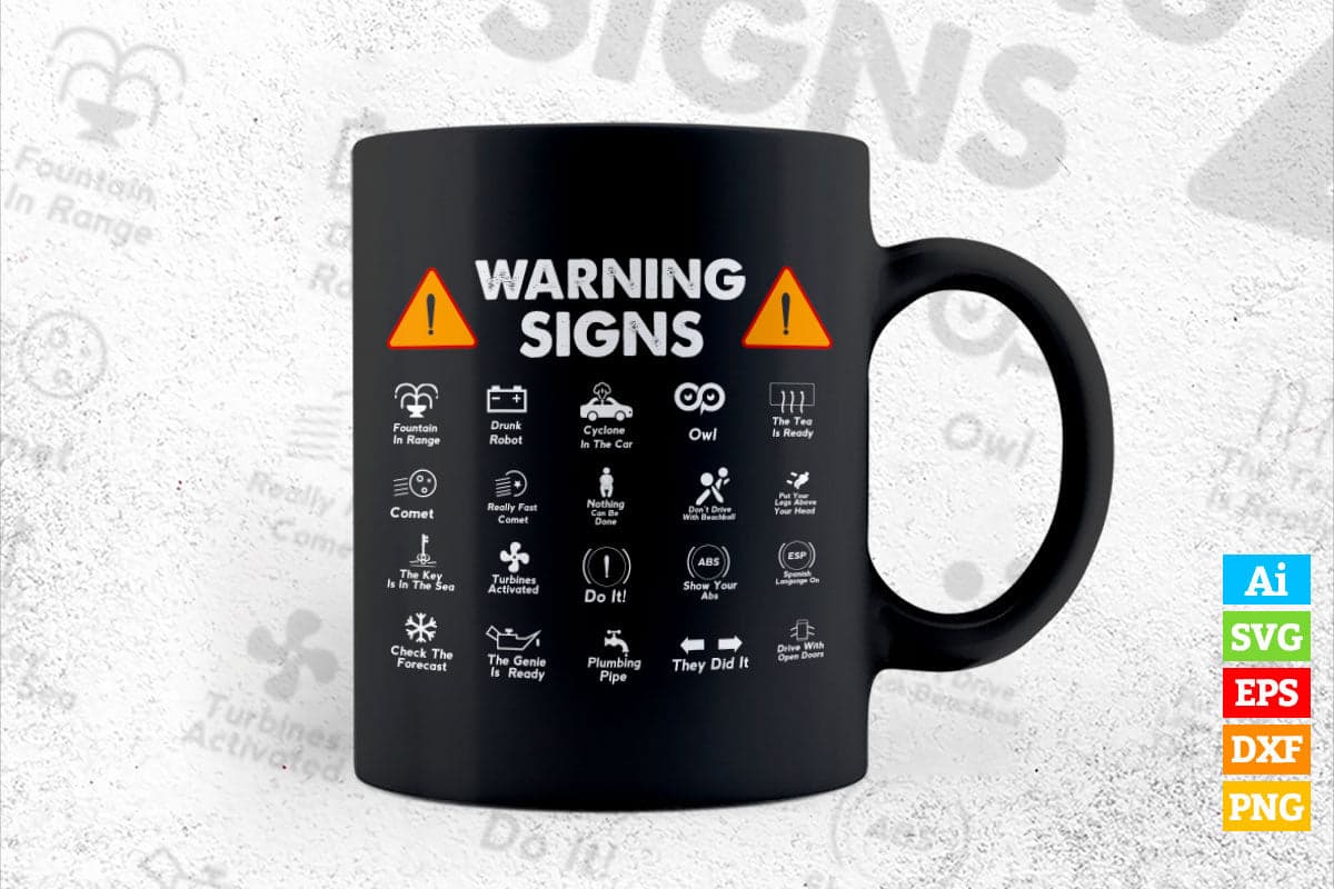 Funny Driving Warning Signs Editable Vector T-shirt Design in Ai Png Svg Files