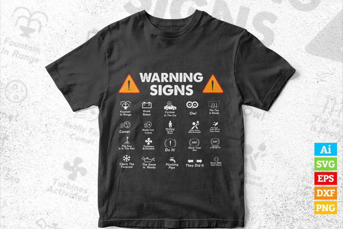 Funny Driving Warning Signs Editable Vector T-shirt Design in Ai Png Svg Files