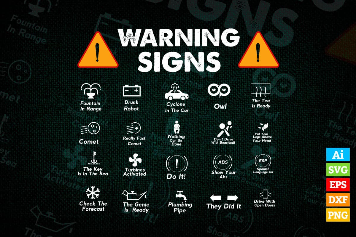 Funny Driving Warning Signs Editable Vector T-shirt Design in Ai Png Svg Files