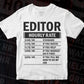 Funny Editor Hourly Rate Editable Vector T-shirt Design in Ai Svg Files