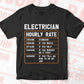 Funny Electrician Hourly Rate Editable Vector T-shirt Designs In Svg Png Printable Files