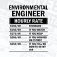 Funny Environmental Engineer Hourly Rate Editable Vector T-shirt Design in Ai Svg Files