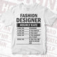Funny Fashion Designer Hourly Rate Editable Vector T-shirt Design in Ai Svg Files