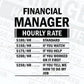 Funny Financial Manager Hourly Rate Editable Vector T-shirt Design in Ai Svg Files