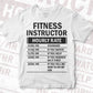 Funny Fitness Instructor Hourly Rate Editable Vector T-shirt Design in Ai Svg Files