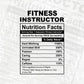 Funny Fitness Instructor Nutrition Facts Editable Vector T-shirt Design in Ai Svg Png Files