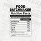 Funny Food Batchmaker Nutrition Facts Editable Vector T-shirt Design in Ai Svg Png Files