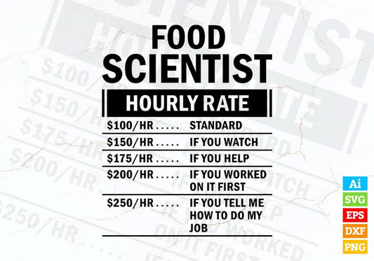 Funny Food Scientist Hourly Rate Editable Vector T-shirt Design in Ai Svg Files