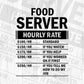 Funny Food Server Hourly Rate Editable Vector T-shirt Design in Ai Svg Files