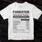 Funny Forester Nutrition Facts Editable Vector T-shirt Design in Ai Svg Png Files