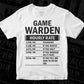 Funny Game Warden Hourly Rate Editable Vector T-shirt Design in Ai Svg Files