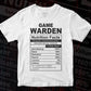 Funny Game Warden Nutrition Facts Editable Vector T-shirt Design in Ai Svg Png Files