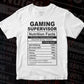Funny Gaming Supervisor Nutrition Facts Editable Vector T-shirt Design in Ai Svg Png Files