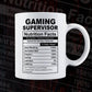 Funny Gaming Supervisor Nutrition Facts Editable Vector T-shirt Design in Ai Svg Png Files