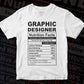 Funny Graphic Designer Nutrition Facts Editable Vector T-shirt Design in Ai Svg Png Files