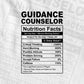 Funny Guidance Counselor Nutrition Facts Editable Vector T-shirt Design in Ai Svg Png Files