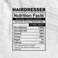 Funny Hairdresser Nutrition Facts Editable Vector T-shirt Design in Ai Svg Png Files