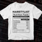 Funny Hairstylist Nutrition Facts Editable Vector T-shirt Design in Ai Svg Png Files