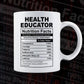Funny Health Educator Nutrition Facts Editable Vector T-shirt Design in Ai Svg Png Files