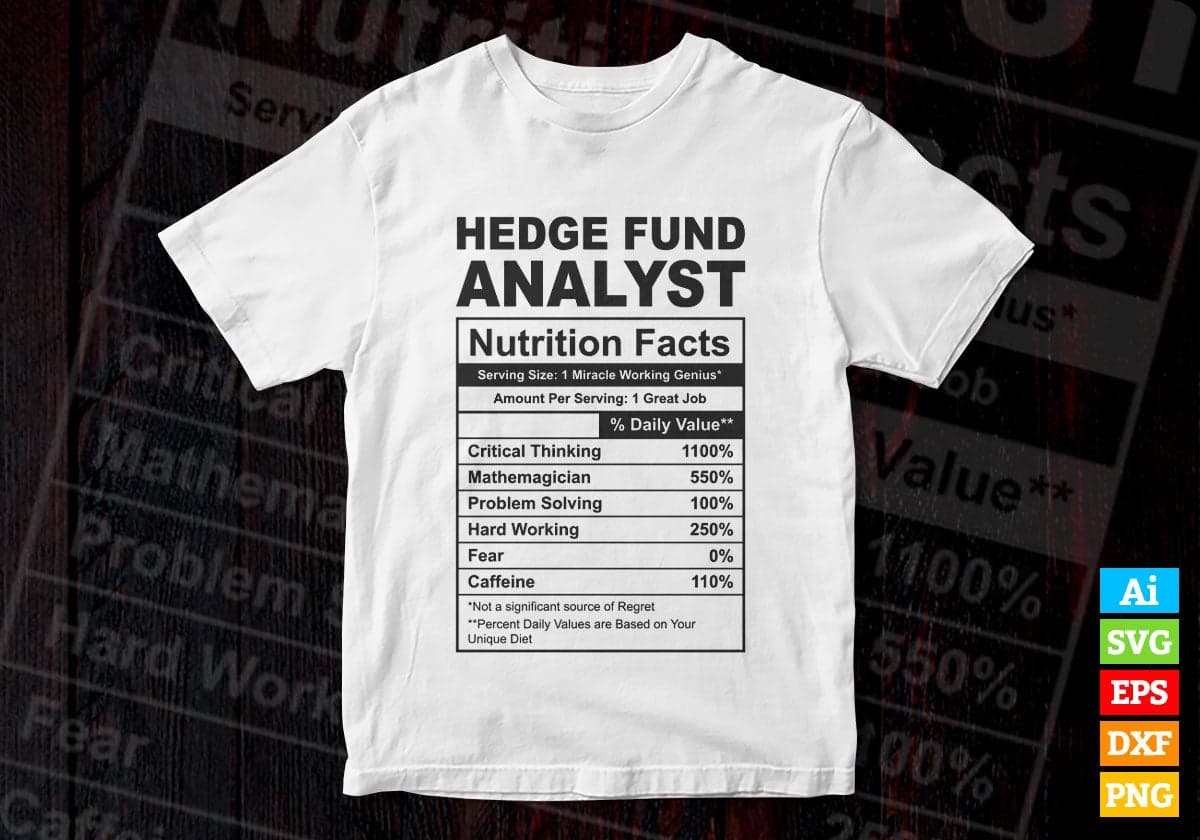 Funny Hedge Fund Analyst Nutrition Facts Editable Vector T-shirt Design in Ai Svg Png Files