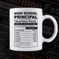 Funny High School Principal Nutrition Facts Editable Vector T-shirt Design in Ai Svg Png Files