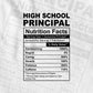 Funny High School Principal Nutrition Facts Editable Vector T-shirt Design in Ai Svg Png Files