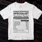 Funny Human Resources Specialist Nutrition Facts Editable Vector T-shirt Design in Ai Svg Png Files