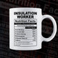 Funny Insulation Worker Nutrition Facts Editable Vector T-shirt Design in Ai Svg Png Files