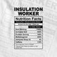 Funny Insulation Worker Nutrition Facts Editable Vector T-shirt Design in Ai Svg Png Files