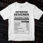 Funny Interior Design Nutrition Facts Editable Vector T-shirt Design in Ai Svg Png Files