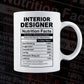 Funny Interior Design Nutrition Facts Editable Vector T-shirt Design in Ai Svg Png Files